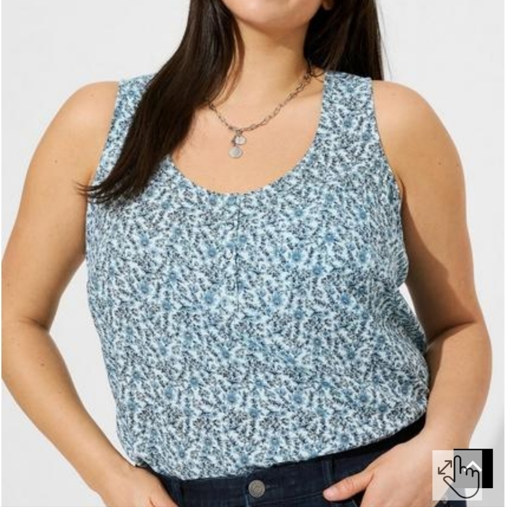 Torrid Challis Henley Pocket Sleeveless Blouse Size 14 / 16 - Picture 2 of 8